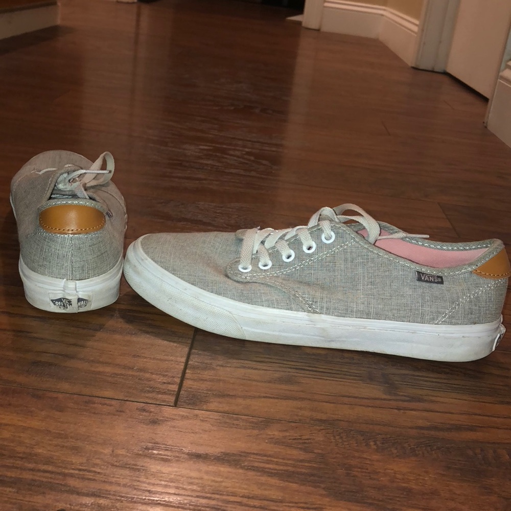 Light grey, slightly worn vans!